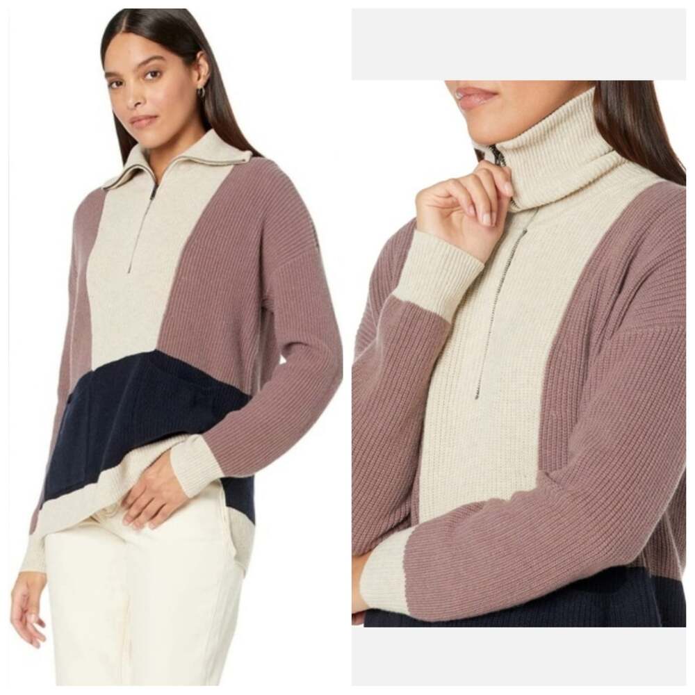 Madewell Glenbrook Colorblock 1/2 Zip Pullover Sweater sz XS